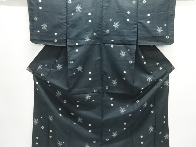 JAPANESE KIMONO / ANTIQUE HITOE KIMONO / SILK / MEISEN / WOVEN ABSTRACT PATTERN